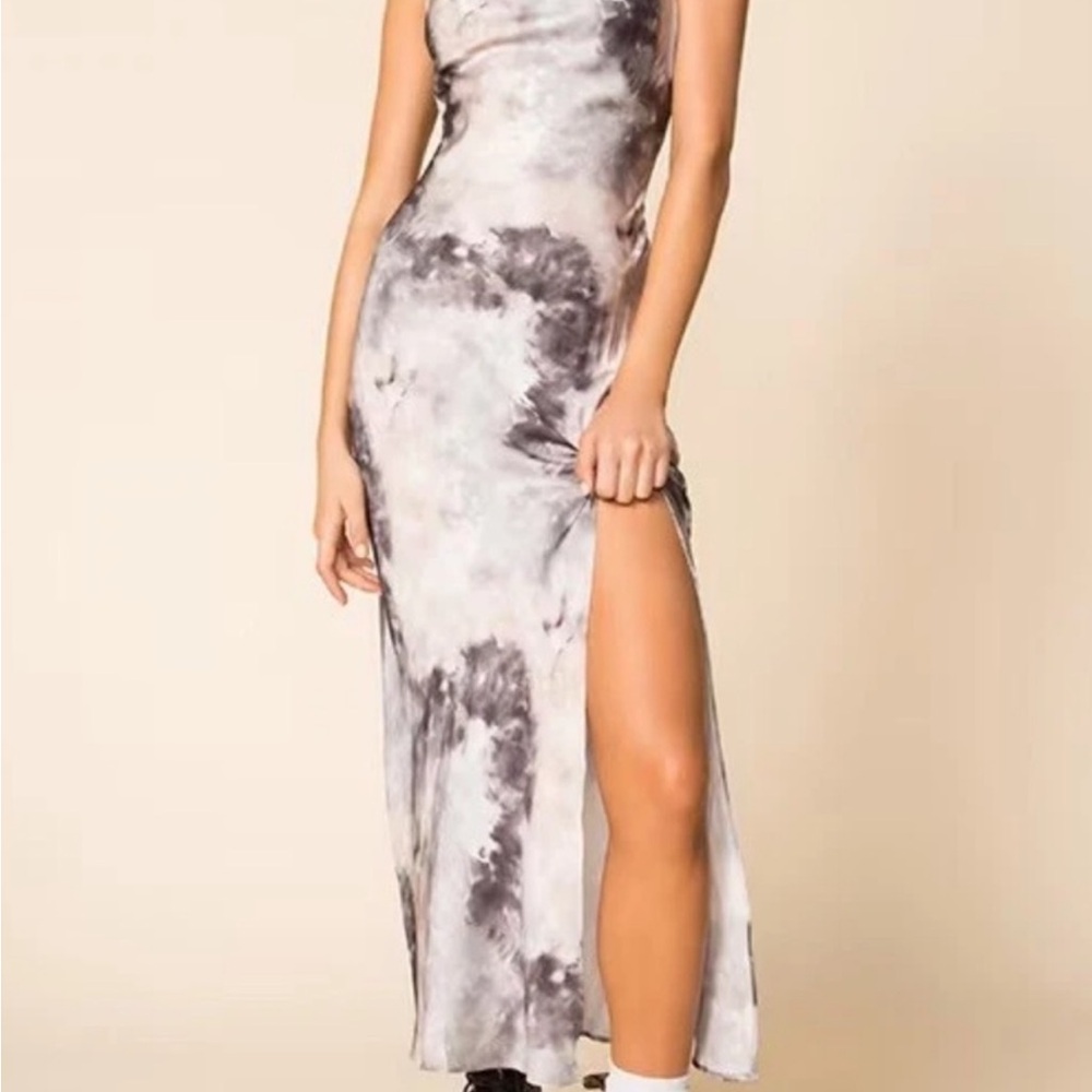 Superdown Gray Satin Dress